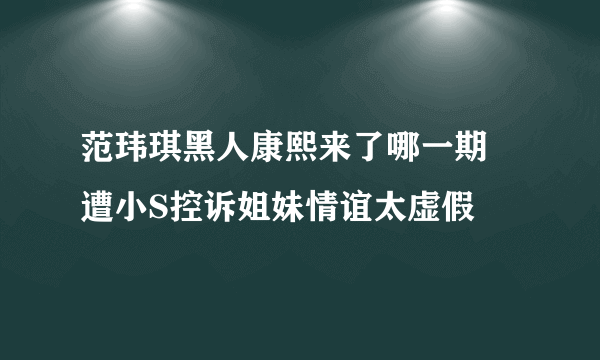 范玮琪黑人康熙来了哪一期 遭小S控诉姐妹情谊太虚假