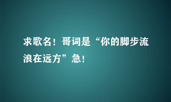 求歌名！哥词是“你的脚步流浪在远方”急！