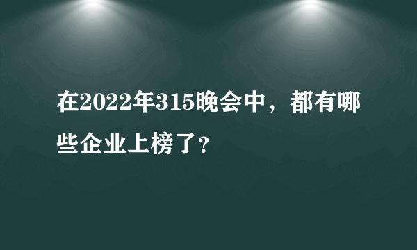 在2022年315晚会中，都有哪些企业上榜了？