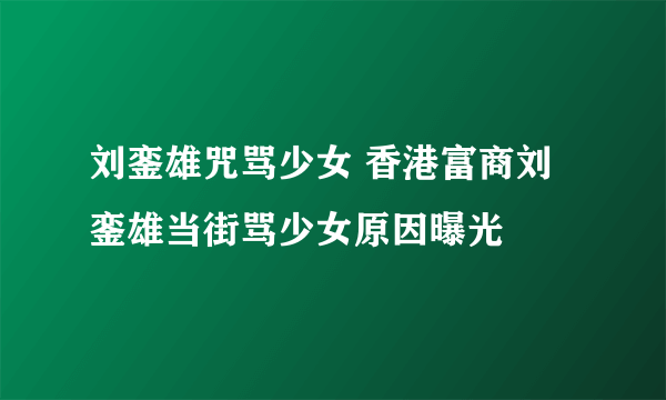 刘銮雄咒骂少女 香港富商刘銮雄当街骂少女原因曝光