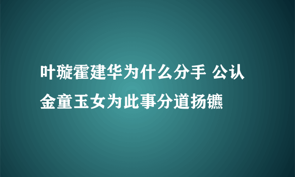 叶璇霍建华为什么分手 公认金童玉女为此事分道扬镳