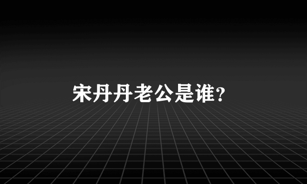 宋丹丹老公是谁？