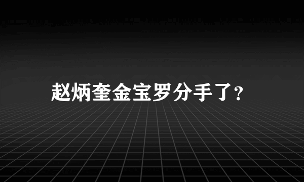 赵炳奎金宝罗分手了？