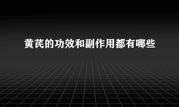 黄芪的功效和副作用都有哪些