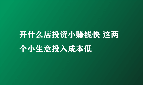 开什么店投资小赚钱快 这两个小生意投入成本低