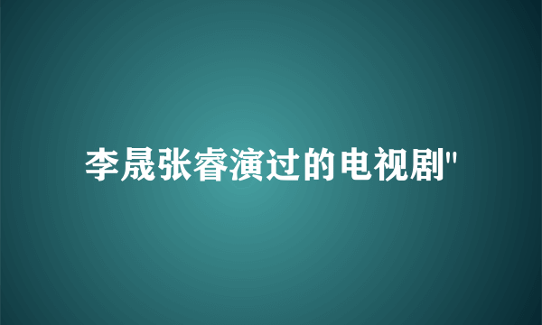 李晟张睿演过的电视剧