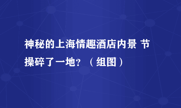 神秘的上海情趣酒店内景 节操碎了一地？（组图）