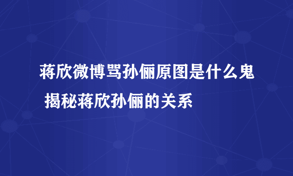 蒋欣微博骂孙俪原图是什么鬼 揭秘蒋欣孙俪的关系