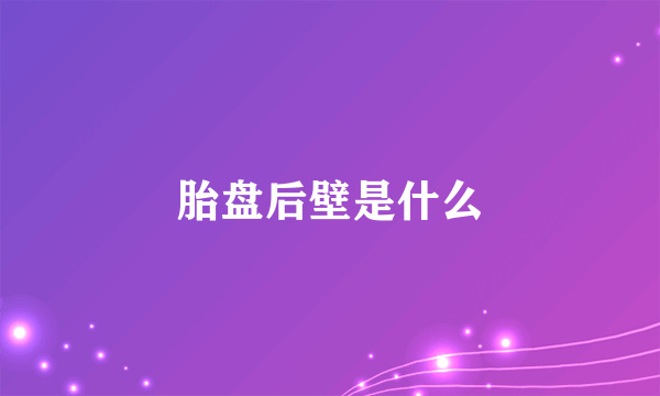 胎盘后壁是什么