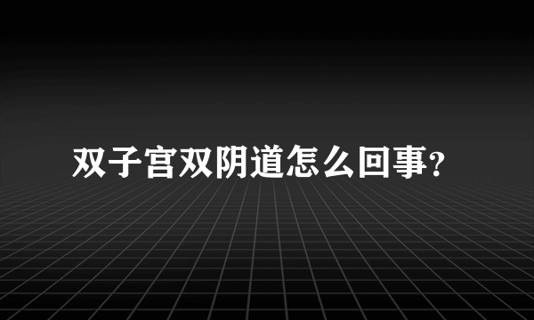 双子宫双阴道怎么回事？