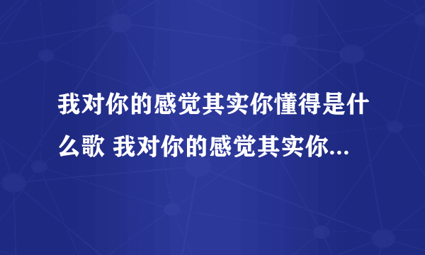 我对你的感觉其实你懂得是什么歌 我对你的感觉其实你懂得是什么歌词