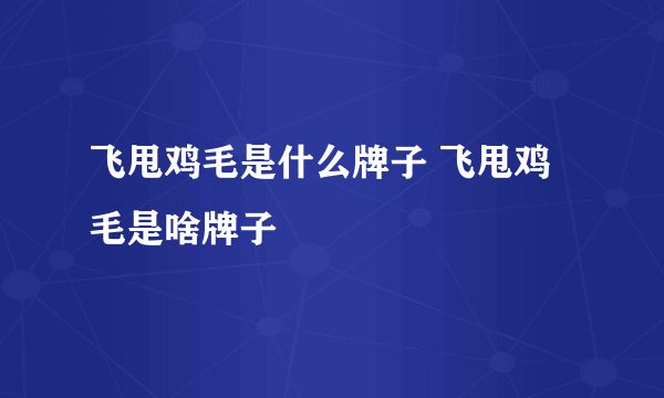 飞甩鸡毛是什么牌子 飞甩鸡毛是啥牌子