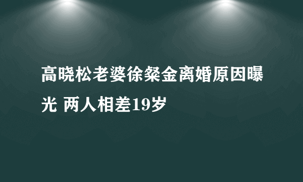 高晓松老婆徐粲金离婚原因曝光 两人相差19岁