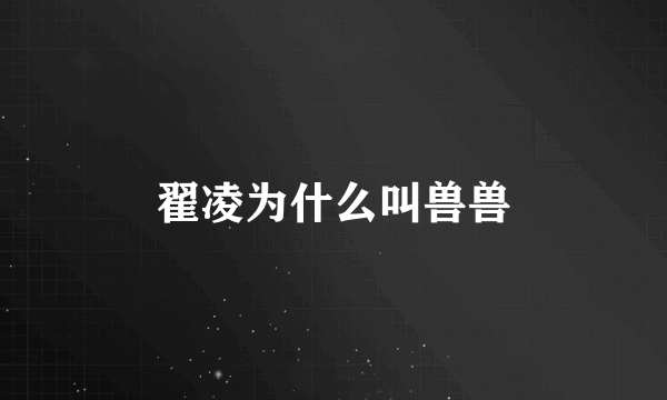 翟凌为什么叫兽兽