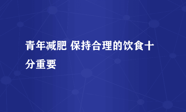 青年减肥 保持合理的饮食十分重要