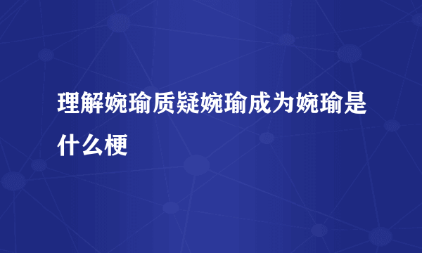 理解婉瑜质疑婉瑜成为婉瑜是什么梗