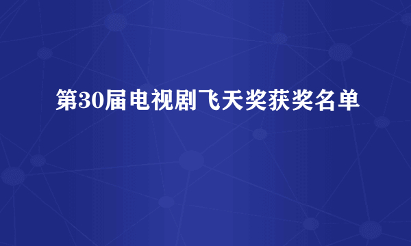 第30届电视剧飞天奖获奖名单