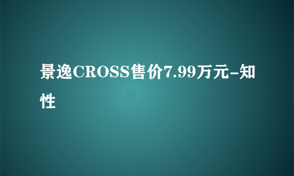 景逸CROSS售价7.99万元-知性