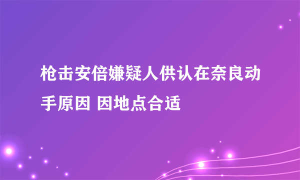 枪击安倍嫌疑人供认在奈良动手原因 因地点合适