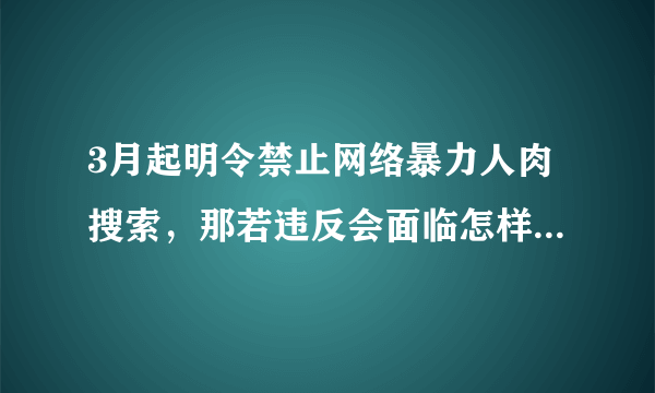 3月起明令禁止网络暴力人肉搜索，那若违反会面临怎样的处罚？