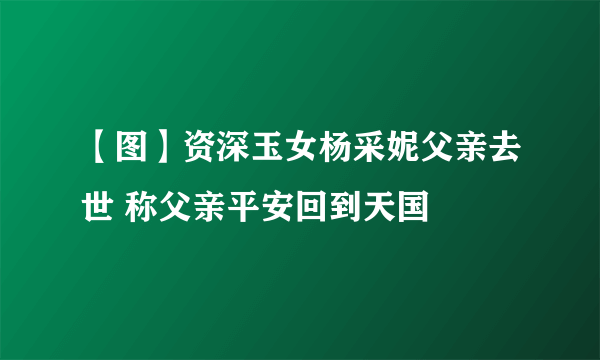 【图】资深玉女杨采妮父亲去世 称父亲平安回到天国