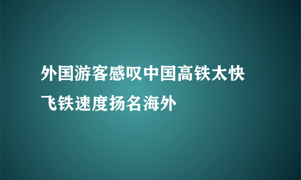 外国游客感叹中国高铁太快 飞铁速度扬名海外