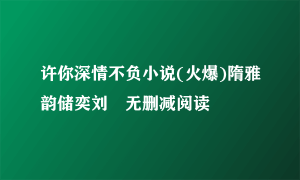 许你深情不负小说(火爆)隋雅韵储奕刘玥无删减阅读