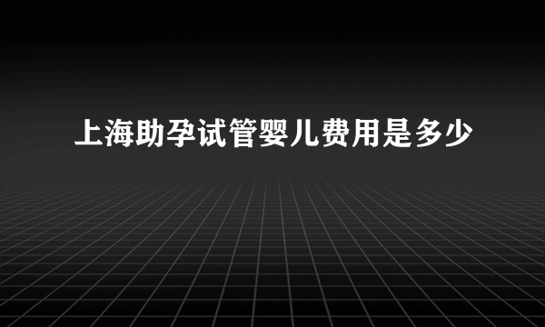 上海助孕试管婴儿费用是多少