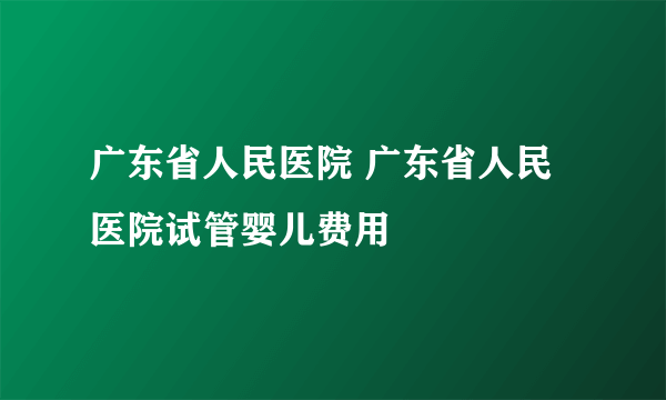 广东省人民医院 广东省人民医院试管婴儿费用