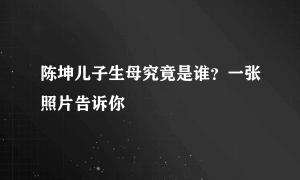 陈坤儿子生母究竟是谁？一张照片告诉你