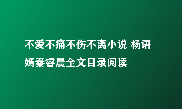 不爱不痛不伤不离小说 杨语嫣秦睿晨全文目录阅读