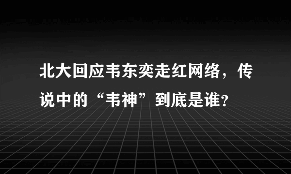 北大回应韦东奕走红网络，传说中的“韦神”到底是谁？