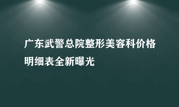 广东武警总院整形美容科价格明细表全新曝光