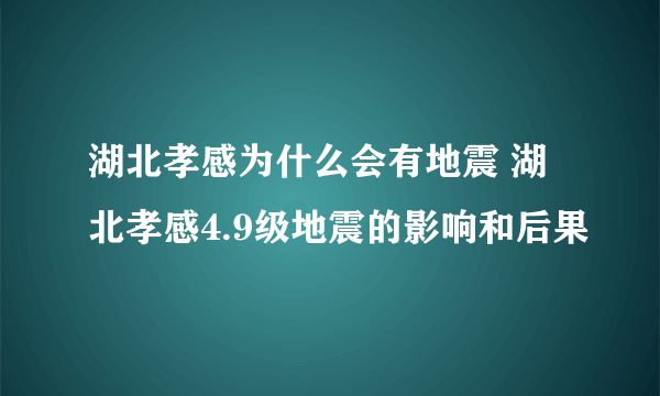 湖北孝感为什么会有地震 湖北孝感4.9级地震的影响和后果