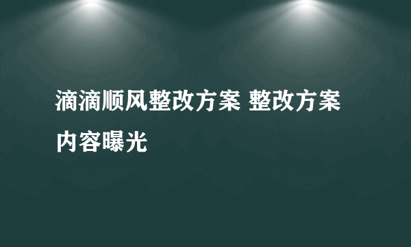 滴滴顺风整改方案 整改方案内容曝光