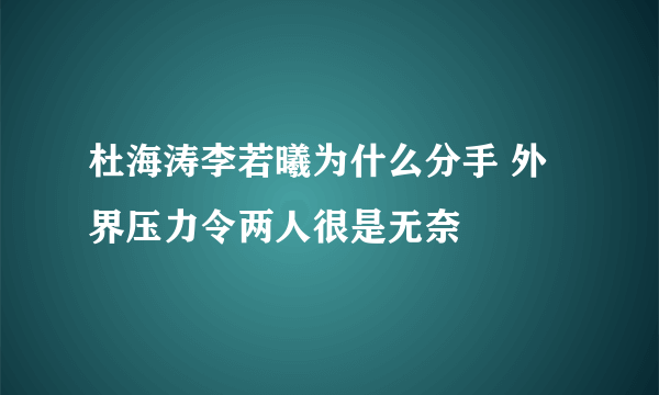 杜海涛李若曦为什么分手 外界压力令两人很是无奈