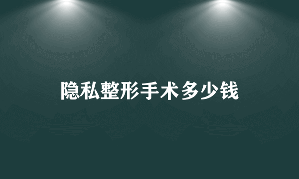 隐私整形手术多少钱