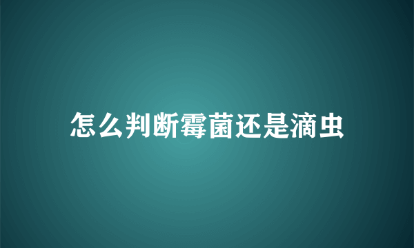 怎么判断霉菌还是滴虫