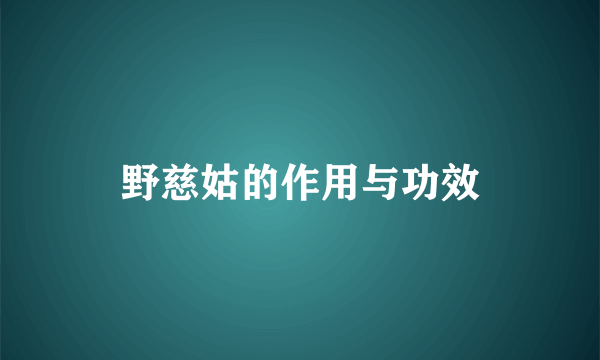 野慈姑的作用与功效