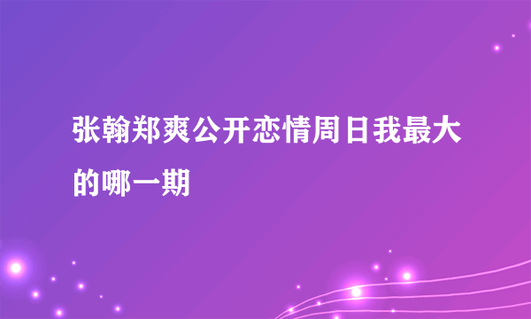 张翰郑爽公开恋情周日我最大的哪一期