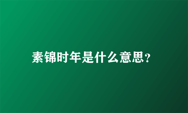 素锦时年是什么意思？