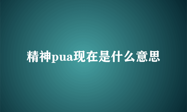 精神pua现在是什么意思