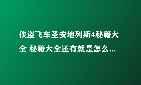 侠盗飞车圣安地列斯4秘籍大全 秘籍大全还有就是怎么变飞机？