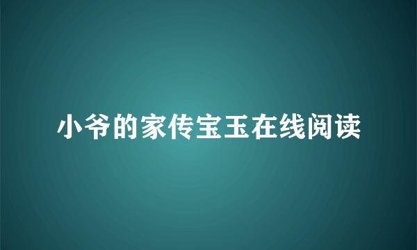 小爷的家传宝玉在线阅读