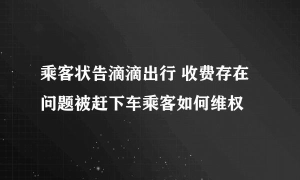 乘客状告滴滴出行 收费存在问题被赶下车乘客如何维权