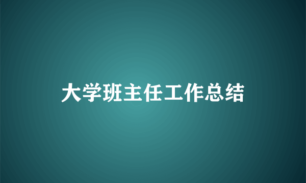 大学班主任工作总结