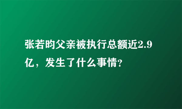 张若昀父亲被执行总额近2.9亿，发生了什么事情？