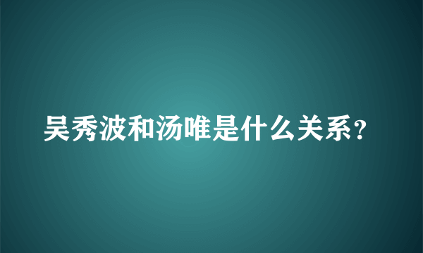 吴秀波和汤唯是什么关系？