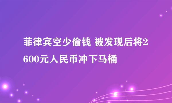 菲律宾空少偷钱 被发现后将2600元人民币冲下马桶