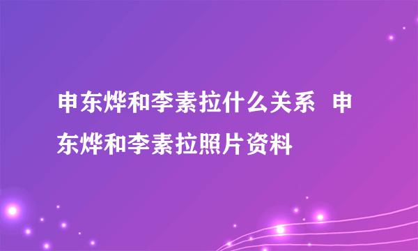 申东烨和李素拉什么关系  申东烨和李素拉照片资料